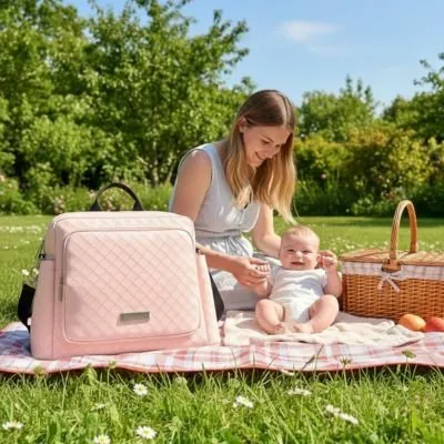 Zen Bagage matelassé sac à langer bébé rose