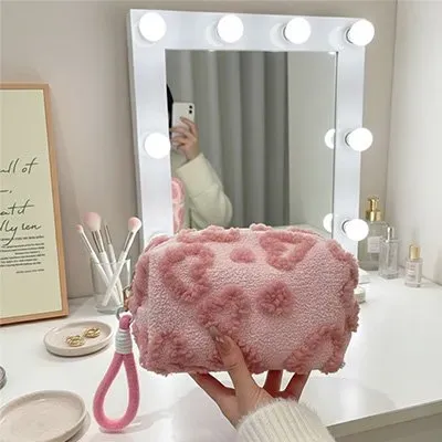 Zen Bagage Velours Rosé pochette maquillage peluche