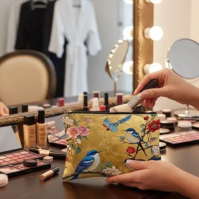 Zen Bagage Trésor Doré Compact trousse maquillage floral