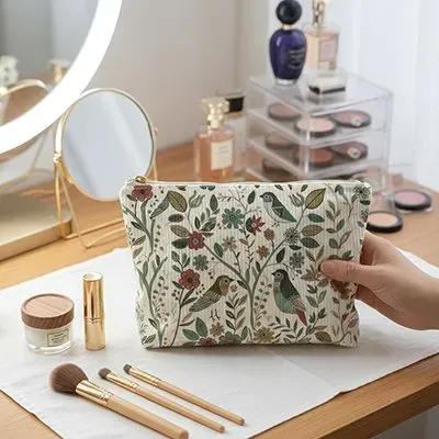 Zen Bagage Élégance Rustique trousse maquillage velours 26cm