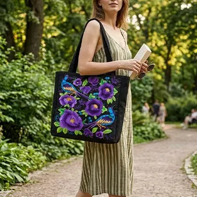 Zen Bagage Beach Bag fourre-tout toile brodé ethnique