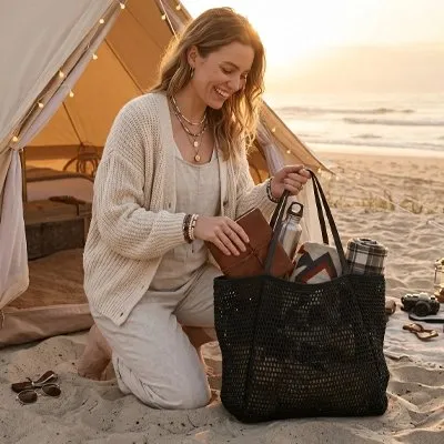 Zen Bagage Douce Évasion sac de plage femme tressé