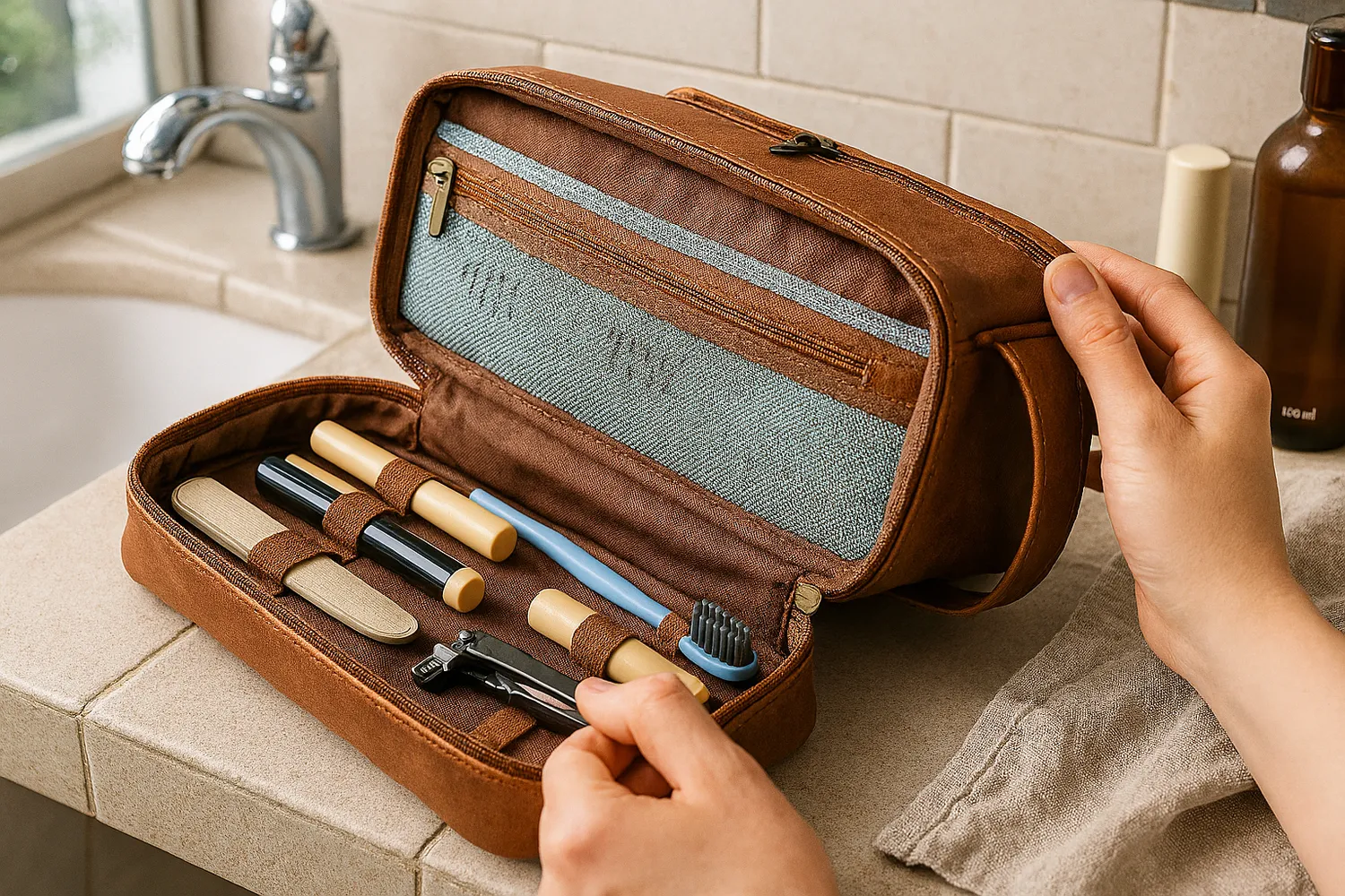 Zen Bagage Lorenzo trousse de toilette homme effet cuir
