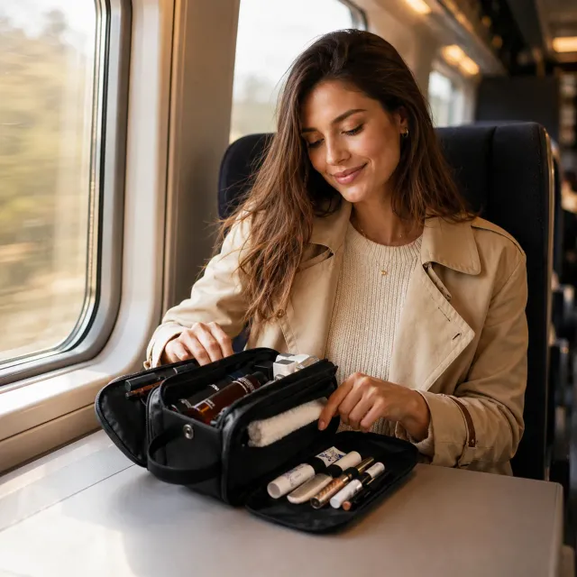 Zen Bagage Le Luxe Raffiné trousse de toilette Noir rigide compartimentée