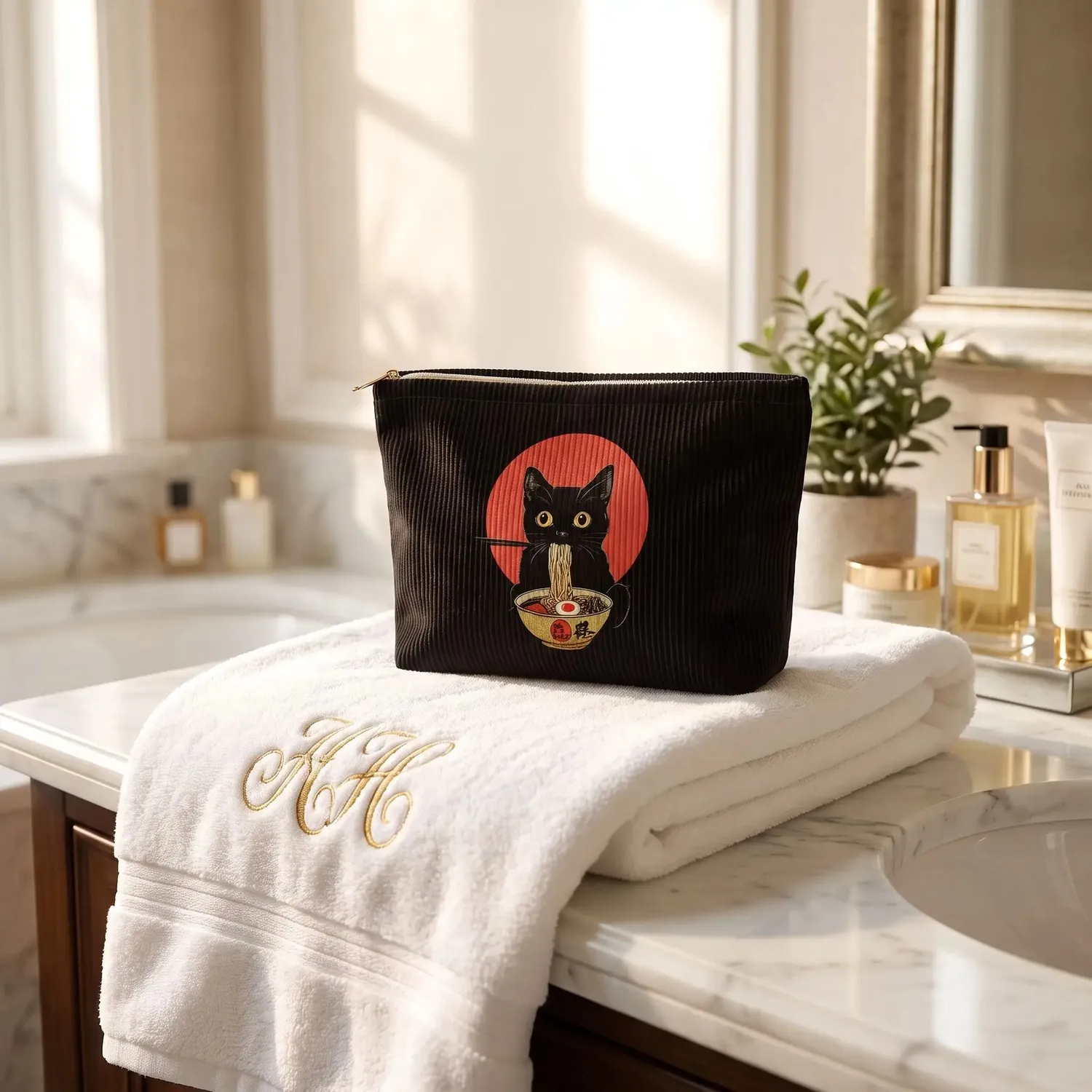 Amour de Chat 2 pochette maquillage chat ramen rouge