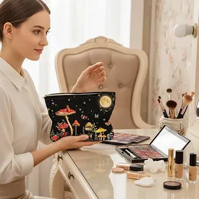 Zen Bagage Zen Magic trousse maquillage velours champignons