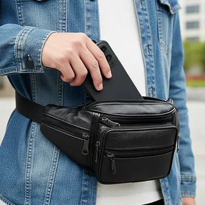 Zen Bagage Pratique Tendance sacoche banane homme cuir PU